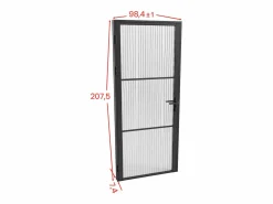 Vente-unique Bloque de puerta reversible de aluminio y vidrio texturizado - Alt. 204 x An. 93 cm - - MASERU Negro Best