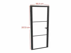 Vente-unique Puerta Con Marco|Bloque de puerta reversible de aluminio y vidrio templado - Alt. 204 x An. 93 cm - MASERU