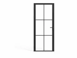Vente-unique Puerta Con Marco|Bloque de puerta reversible de aluminio y vidrio templado - Alt. 204 x An. 83 cm - SEROTO