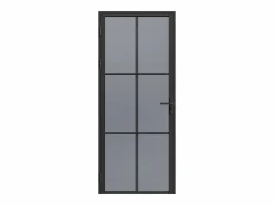 Bloque de puerta reversible de aluminio y vidrio templado ahumado - Alt. 204 x An. 83 cm - - SEROTO^Vente-unique Best