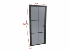 Vente-unique Puerta Con Marco|Bloque de puerta reversible de aluminio y vidrio templado ahumado - Alt. 204 x An. 73 cm - - SEROTO
