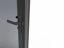Vente-unique Puerta Con Marco|Bloque de puerta reversible de aluminio y vidrio templado ahumado - Alt. 204 x An. 83 cm - - LOXTON
