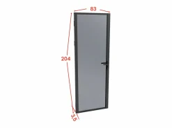 Vente-unique Puerta Con Marco|Bloque de puerta reversible de aluminio y vidrio templado ahumado - Alt. 204 x An. 83 cm - - LOXTON