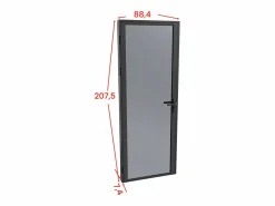 Vente-unique Puerta Con Marco|Bloque de puerta reversible de aluminio y vidrio templado ahumado - Alt. 204 x An. 83 cm - - LOXTON