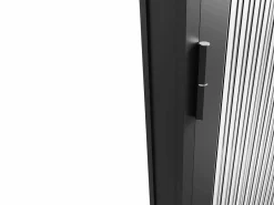 Vente-unique Bloque de puerta reversible - aluminio y vidrio templado texturizado - Alt. 204 x An. 73 cm - - LOXTON Negro