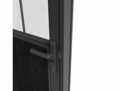 Vente-unique Bloque de puerta reversible , vidrio templado translúcido estilo taller, Alt. 204 x An. 83 cm, ERMELO Negro Best
