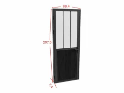 Vente-unique Bloque de puerta reversible , vidrio templado translúcido estilo taller, Alt. 204 x An. 83 cm, ERMELO Negro Best