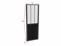 Vente-unique Bloque de puerta reversible , vidrio templado translúcido estilo taller, Alt. 204 x An. 83 cm, ERMELO Negro Best