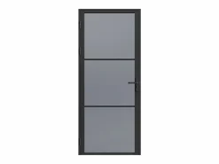 Vente-unique Bloque de puerta reversible de aluminio y vidrio ahumado - Alt. 204 x An. 93 cm - - MASERU Negro Online