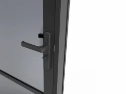 Vente-unique Bloque de puerta reversible de aluminio y vidrio ahumado - Alt. 204 x An. 93 cm - - MASERU Negro Online