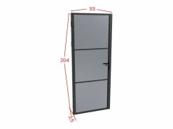 Vente-unique Bloque de puerta reversible de aluminio y vidrio ahumado - Alt. 204 x An. 93 cm - - MASERU Negro Online