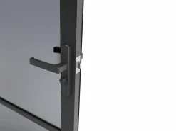 Vente-unique Bloque de puerta reversible de aluminio y vidrio ahumado - Alt. 204 x An. 93 cm - - MASERU Negro Online