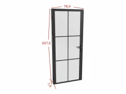 Vente-unique Puerta Con Marco|Bloque de puerta reversible de aluminio y vidrio translúcido - Alt. 204 x An. 73 cm - - SEROTO