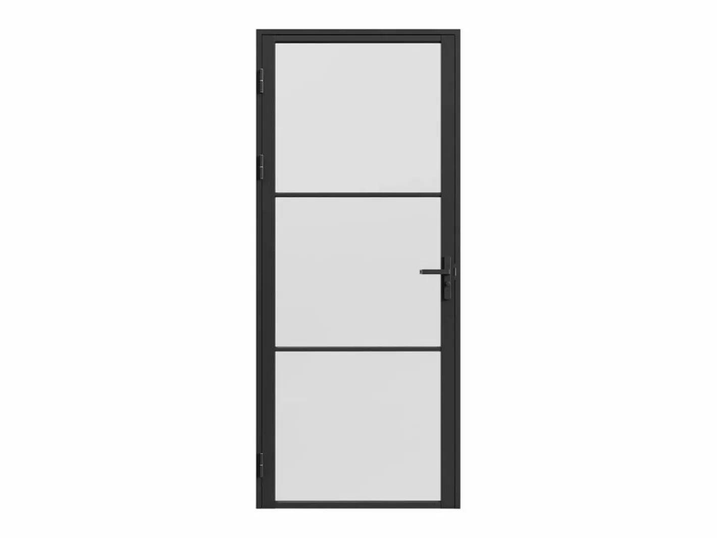 Vente-unique Bloque de puerta reversible de aluminio y vidrio translúcido - Alt. 204 x An. 83 cm - - MASERU Negro Sale