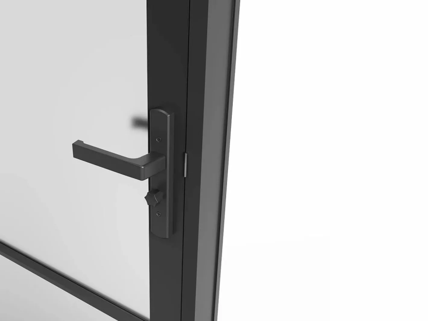 Vente-unique Bloque de puerta reversible de aluminio y vidrio translúcido - Alt. 204 x An. 83 cm - - MASERU Negro Sale