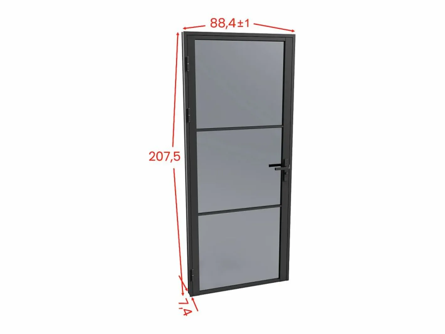 Vente-unique Bloque de puerta reversible de aluminio y vidrio translúcido - Alt. 204 x An. 83 cm - - MASERU Negro Sale