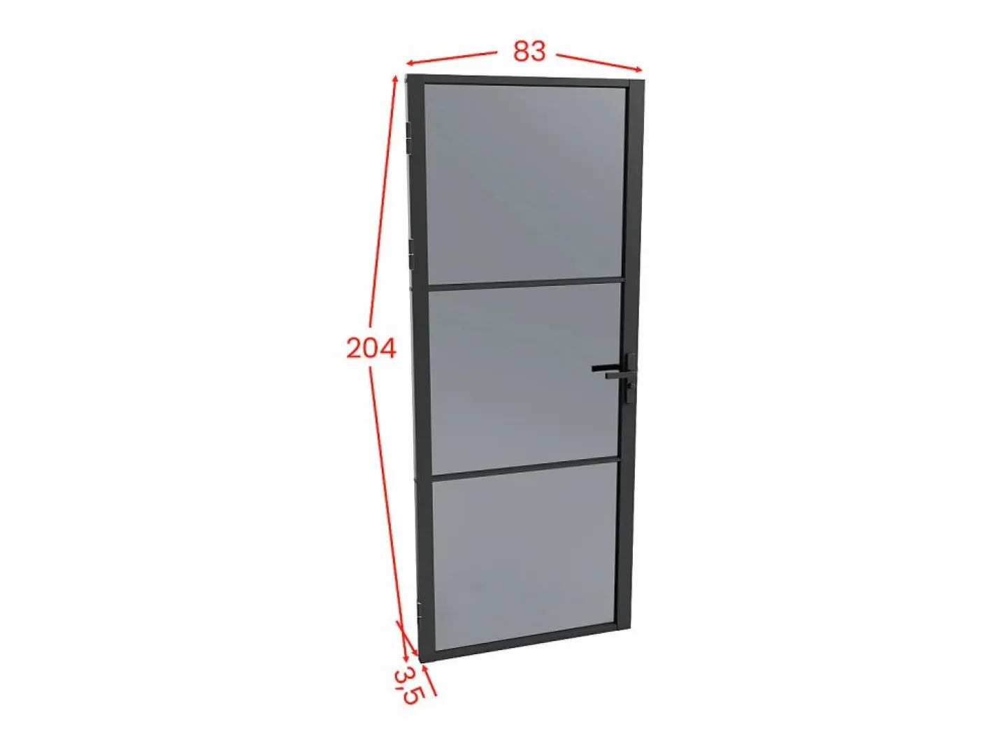 Vente-unique Bloque de puerta reversible de aluminio y vidrio translúcido - Alt. 204 x An. 83 cm - - MASERU Negro Sale
