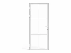 Vente-unique Bloque de puerta reversible en aluminio y vidrio templado - Alt. 204 x An. 83 cm - SEROTO Blanco Best