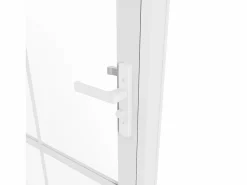 Vente-unique Bloque de puerta reversible en aluminio y vidrio templado - Alt. 204 x An. 83 cm - SEROTO Blanco Best