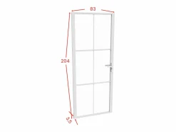 Vente-unique Bloque de puerta reversible en aluminio y vidrio templado - Alt. 204 x An. 83 cm - SEROTO Blanco Best
