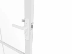 Vente-unique Bloque de puerta reversible en aluminio y vidrio templado - Alt. 204 x An. 83 cm - SEROTO Blanco Best