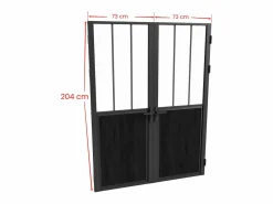 Bloque de puerta taller doble reversible de aluminio, MDF y vidrio templado - Alt. 204 x An. 2 x 73 cm - ERMELO^Vente-unique Outlet