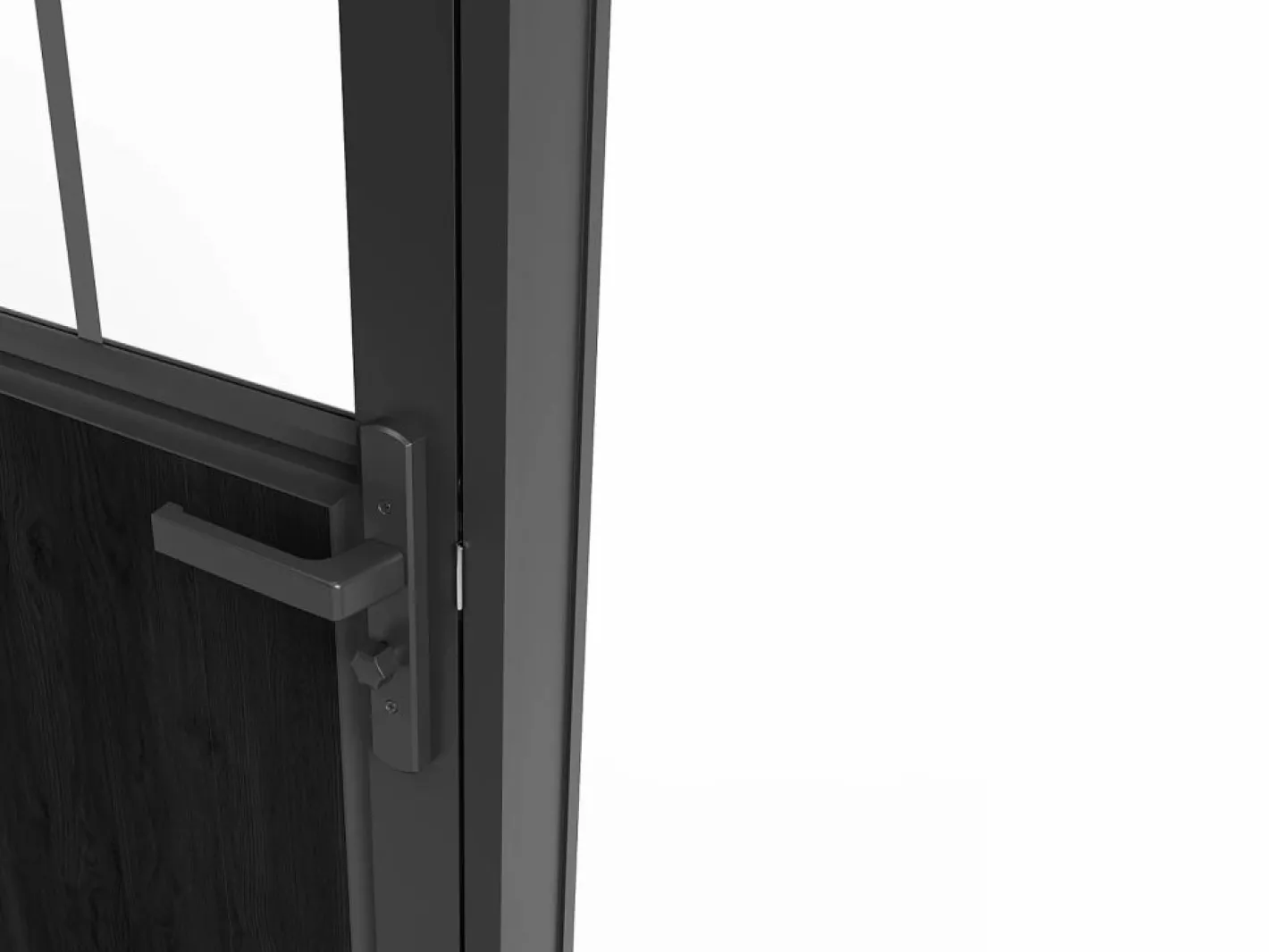 Vente-unique Bloque de puerta taller reversible de aluminio, MDF y vidrio templado - Alt. 204 x An. 83 cm - ERMELO Negro Discount