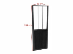 Vente-unique Bloque de puerta taller reversible de aluminio, MDF y vidrio templado - Alt. 204 x An. 83 cm - ERMELO Negro Discount