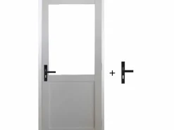 GD Menuiseries Bloque para puerta de taller BLANCO sin parteluz Al. 204 x L. 73 Empujando hacia la derecha Dimensiones de la mesa + tirador Color natural claro Discount