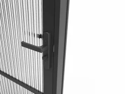 Vente-unique Bloque puerta reversible de aluminio y vidrio texturizado - Alt. 204 x An. 83 cm - - MASERU Negro New