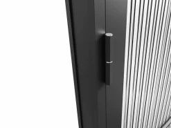 Vente-unique Bloque puerta reversible de aluminio y vidrio texturizado - Alt. 204 x An. 83 cm - - MASERU Negro New