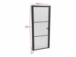 Vente-unique Bloque puerta reversible de aluminio y vidrio texturizado - Alt. 204 x An. 83 cm - - MASERU Negro New