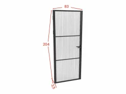 Vente-unique Bloque puerta reversible de aluminio y vidrio texturizado - Alt. 204 x An. 83 cm - - MASERU Negro New