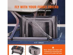 Transportín De Paseo Para Animales|Bolsa de Transporte para Gatos SucceBuy con Ruedas, para Mascotas de Menos de 11 KG, Incluye un Recipiente Plegable,