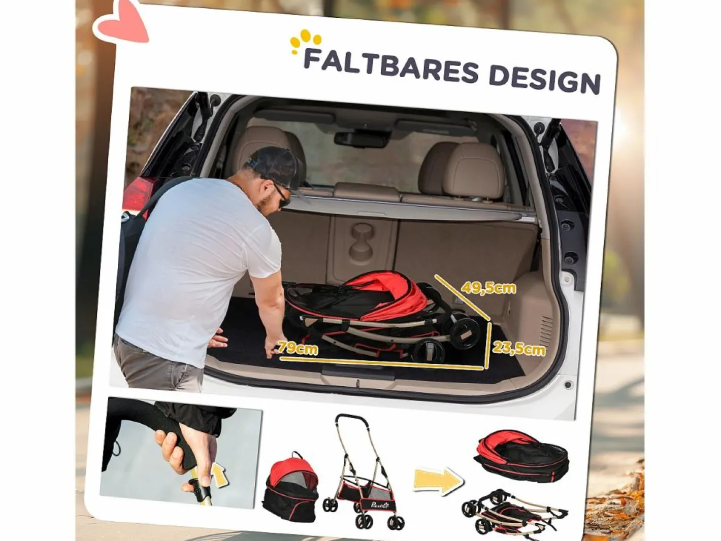 Bolsa de transporte plegable 2 en 1 para perros y gatos, de tela Oxford, color (82 x 49,5 x 98 cm)^