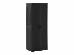 Garden Furniture Borric Armario de almacenaje de jardín ratán PP 65x45x172 cm Negro Best