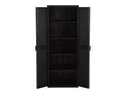 Garden Furniture Borric Armario de almacenaje de jardín ratán PP 65x45x172 cm Negro Best