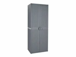 Garden Furniture Borric Armario de almacenaje para jardín PP ratán 65x45x172 cm Gris Outlet