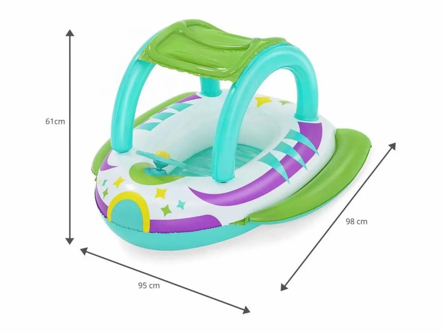 Bote espacial hinchable infantil Bestway con volante +3A azul 107x122 cm Transparente Online