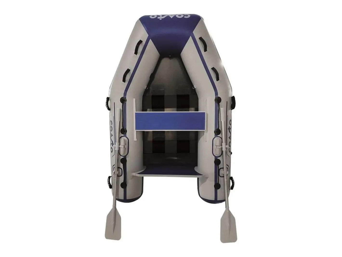 COASTO Bote inflable Slat 230 3 plazas - 230x130cm Carbon Latte Floor - 2 remos 1 bomba 1 bolsa de transporte - Azul Hot