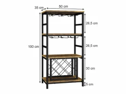 Vicco Botellero|Accesorios Para Vino Y Bar|Botellero roble rústico 50x35x100 vela