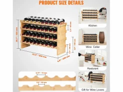 Botellero|Botellero Apilable SucceBuy de 4 Niveles para 36 Botellas, de Madera de Bambú Natural