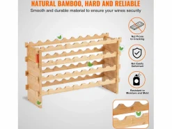 Botellero|Botellero Apilable SucceBuy de 4 Niveles para 36 Botellas, de Madera de Bambú Natural