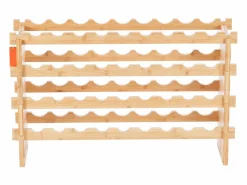 Botellero|Botellero Apilable SucceBuy de 4 Niveles para 36 Botellas, de Madera de Bambú Natural