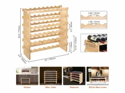 Botellero Apilable SucceBuy para 48 Botellas, Estante de Exhibición de Madera de Bambú de 6 Niveles Online