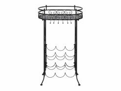 Botellero de metal con soportes para copas para 9 botellas ES761678 Negro