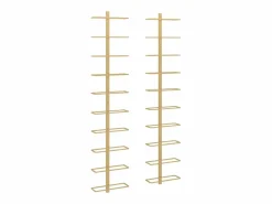 Botellero de pared para 10 botellas 2 unidades metal ES311299 Dorado