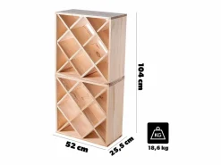 Botellero Loreo rejilla de madera marrón claro 2 piezas New