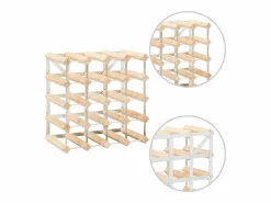 Botellero para 20 botellas de madera maciza de pino ES980642 Beige Discount