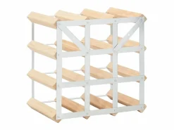 Botellero para 12 botellas de madera maciza de pino ES626997 Beige New